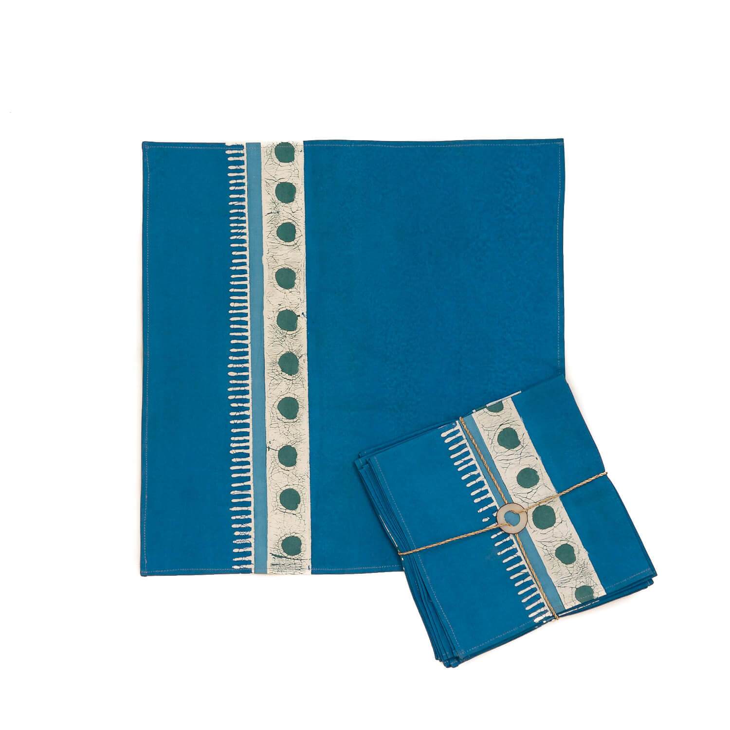 The perfect medium blue napkins with beauiful swirls and waves.