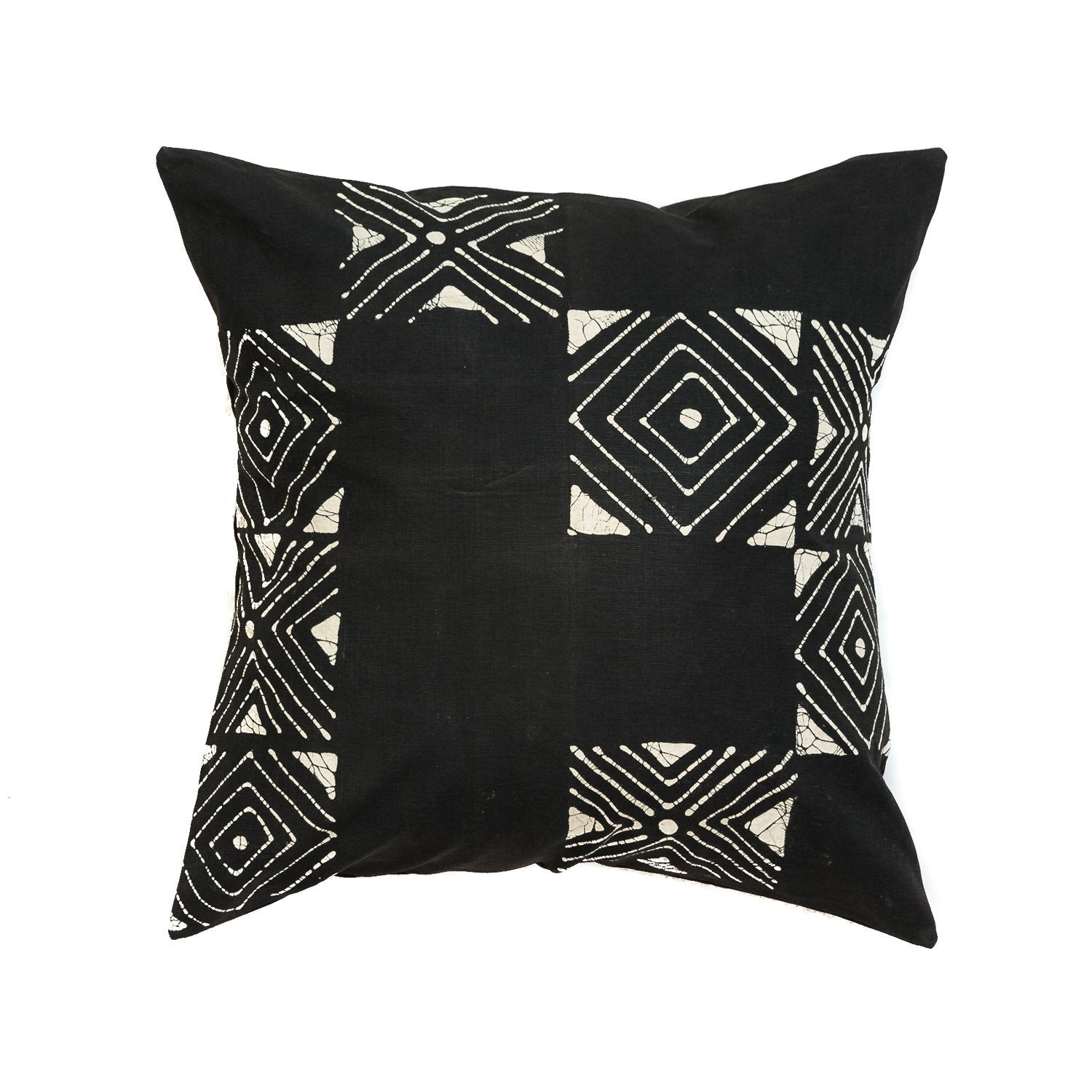 African-inspired black mud cloth pillow cover, sustainably made.