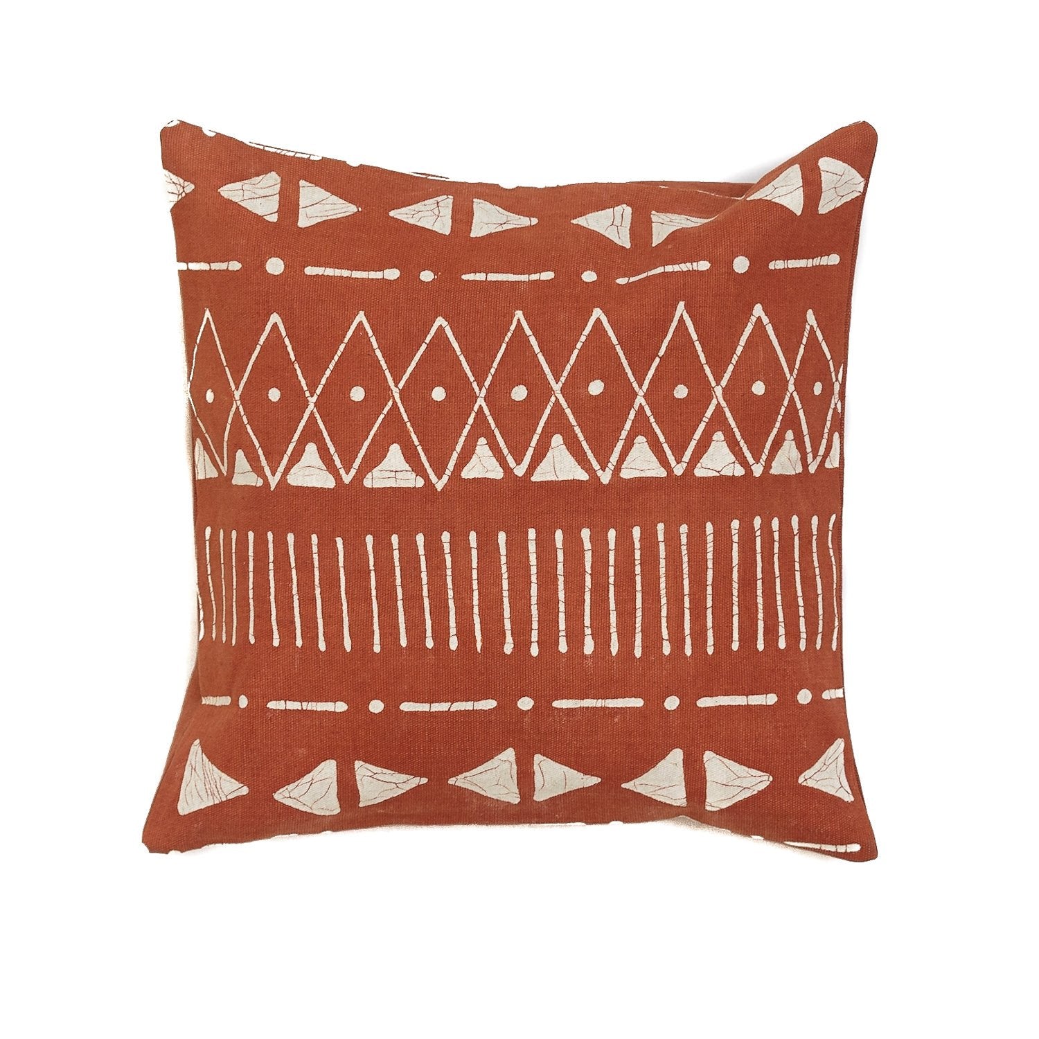 Beautiful deep rust red cushion covers, sustainably made with african inspired mud cloth.
