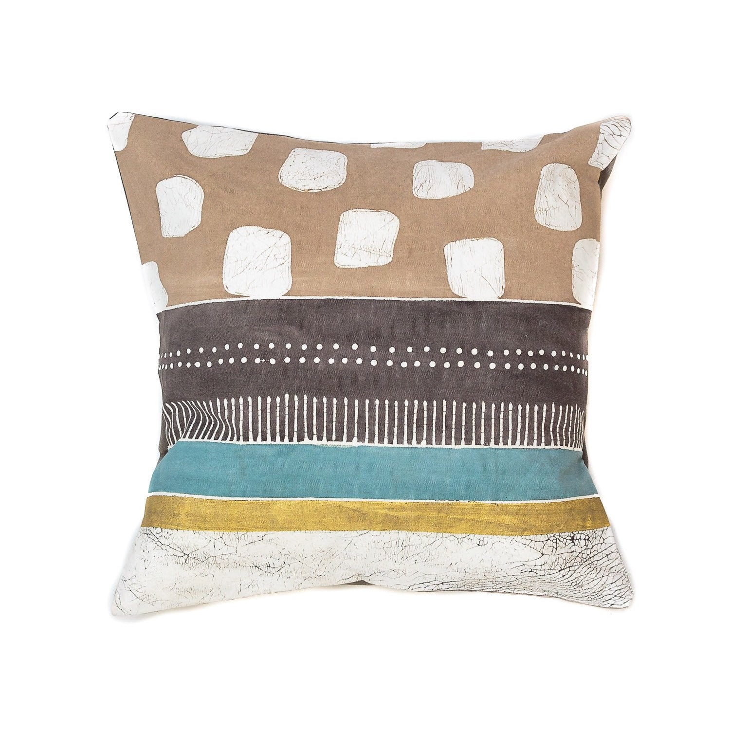 Boho Multiprint sustainable teal and neutral coloured accent Cushion Cover made from 100% cotton.