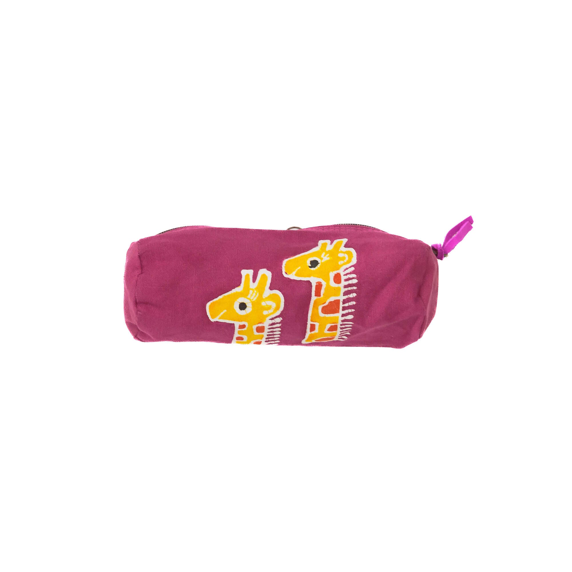 bright yellow and fuschia kids giraffe pencil case
