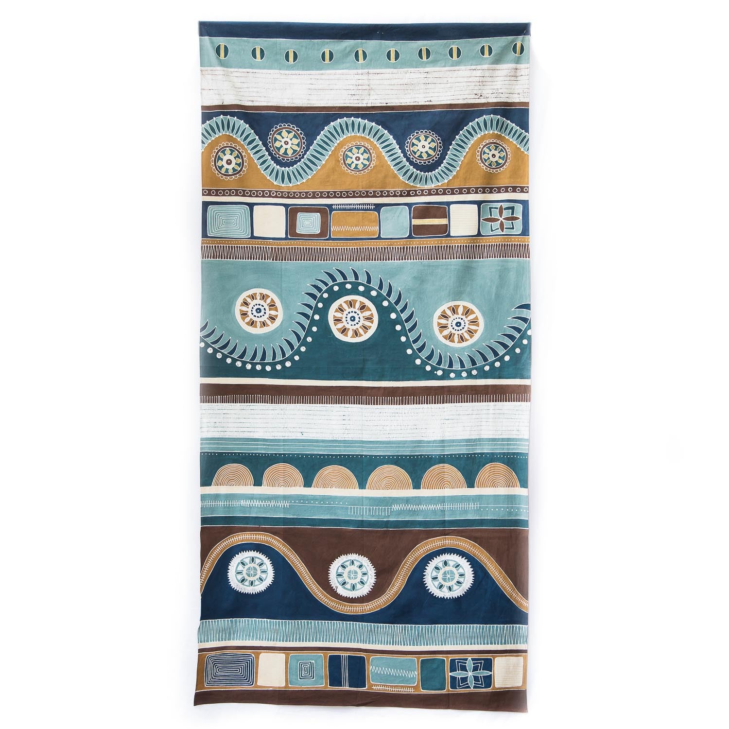 Blue African detailed print tablecloth, eco-friendly and handcrafted.