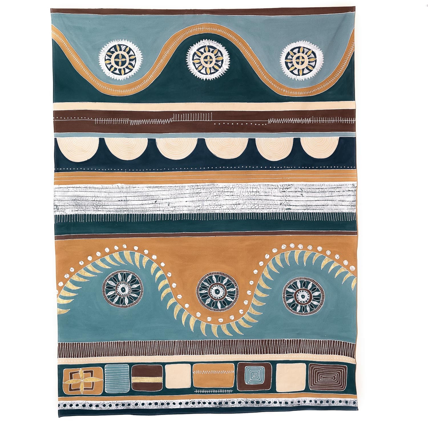 Handcrafted blue African detailed print tablecloth, ideal for sustainable home goods.