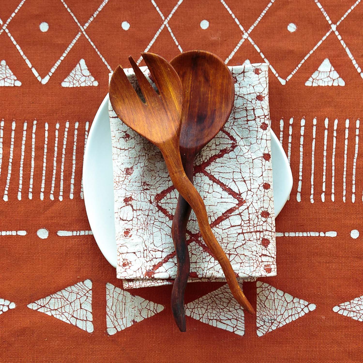 Salad Server Zig Zag - Hand carved in Africa.