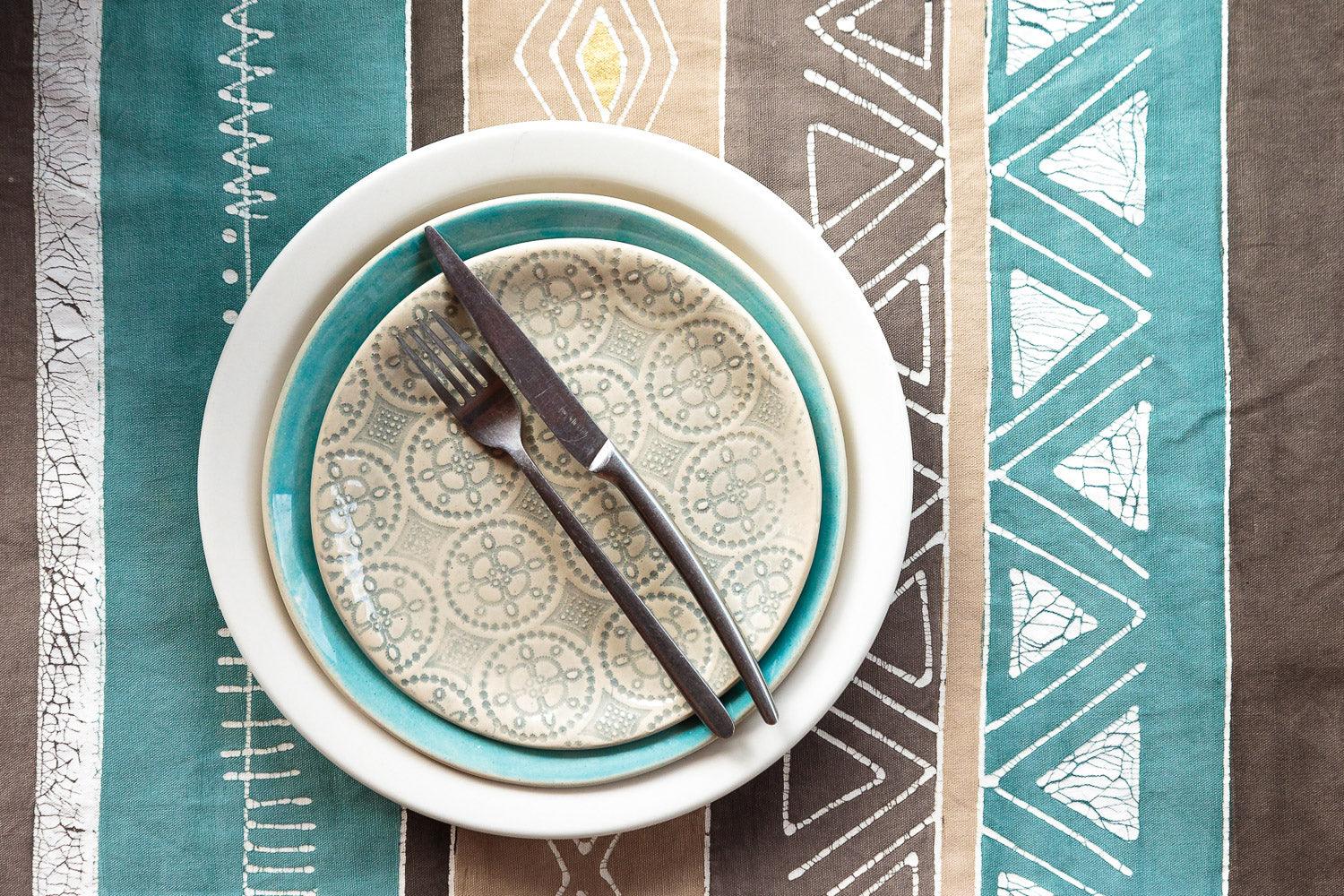 Boho Teal Multiprint Tablecloth