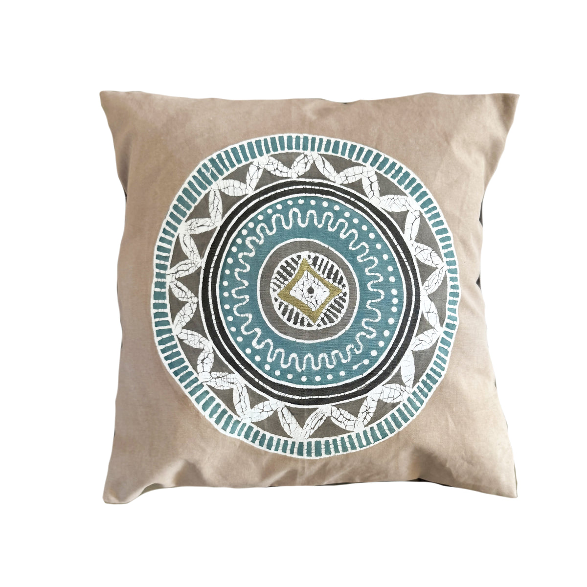 African Circles Teal Collection - Cushion Cover Beige