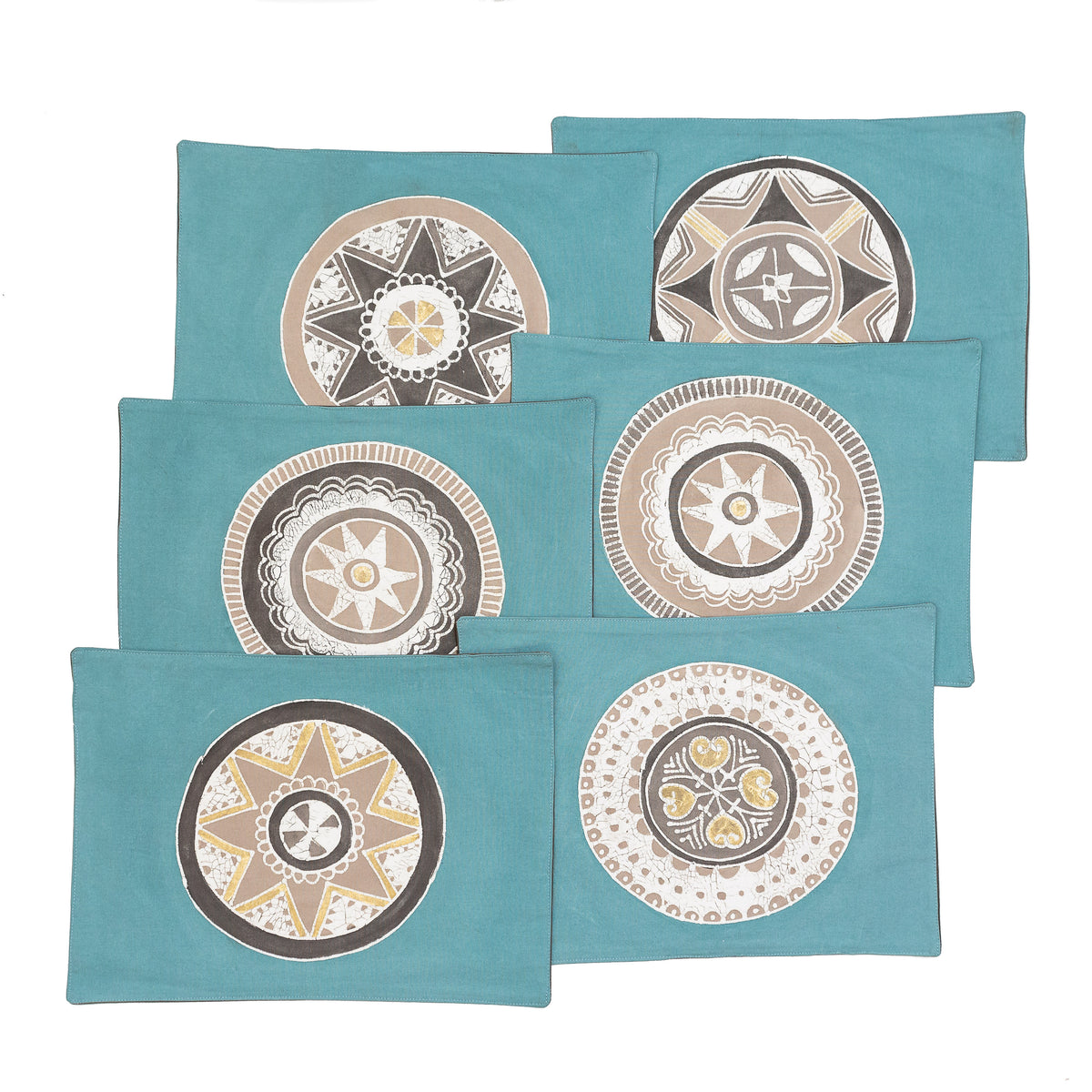 African Circles Teal Collection Table Mats - Teal