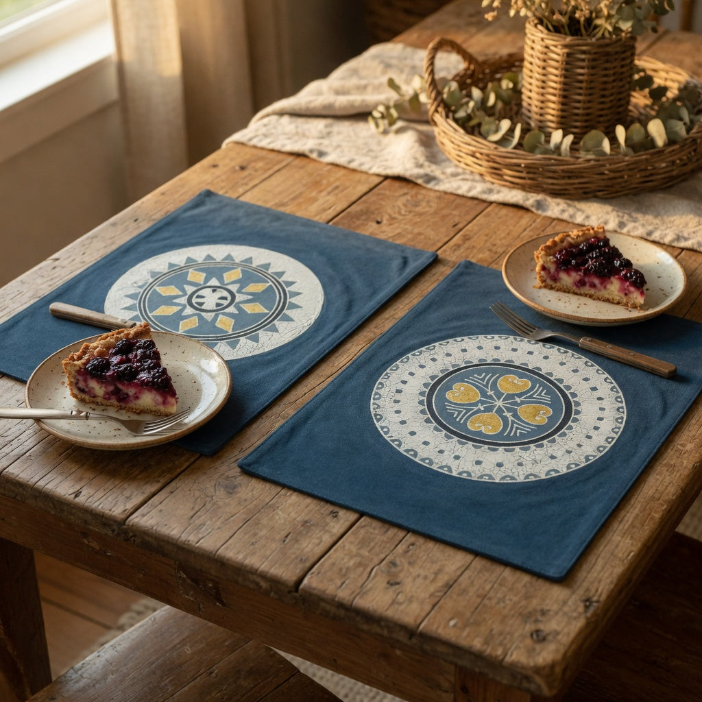 African Circles Indigo Table Mats