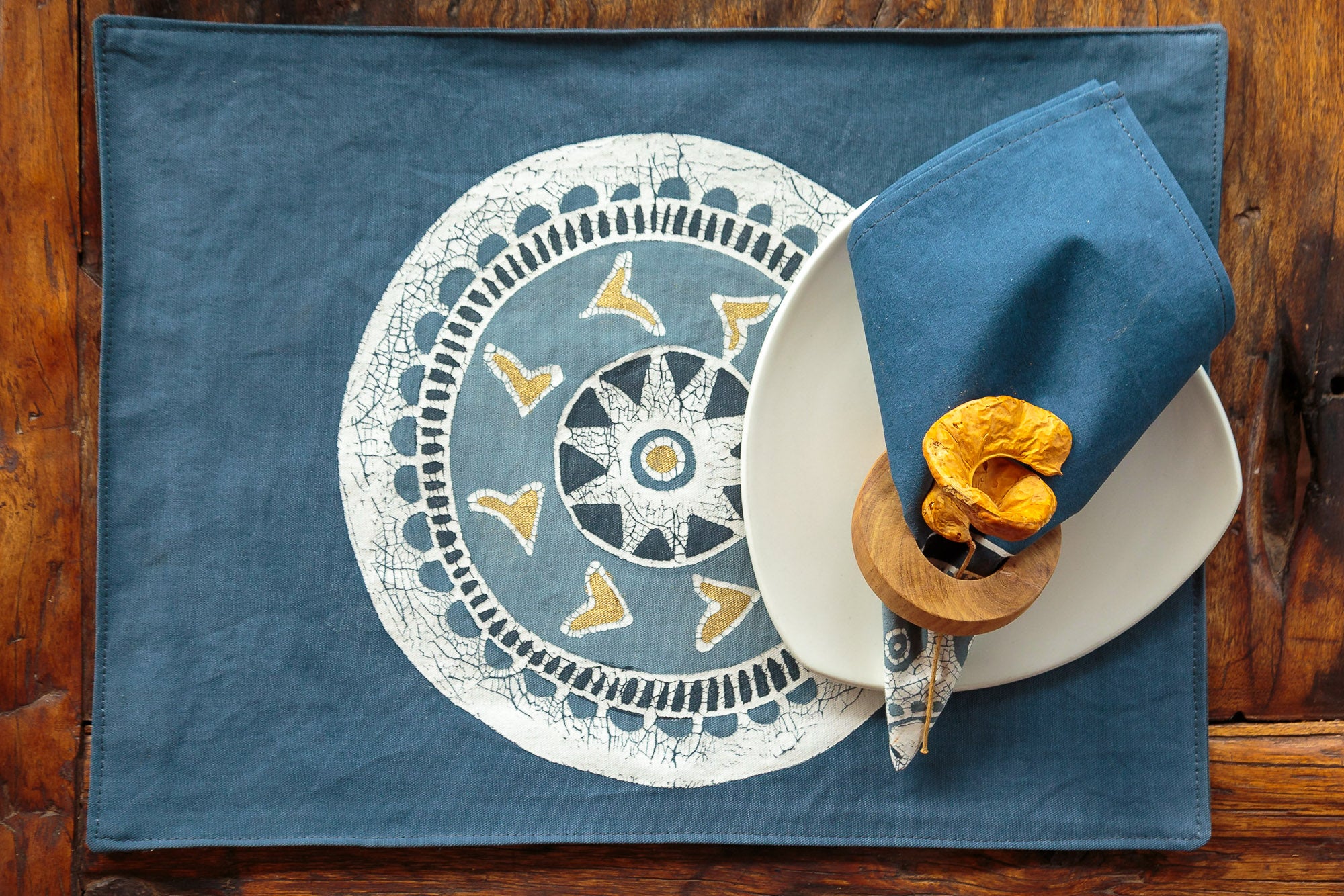 African Circles Indigo Table Mats