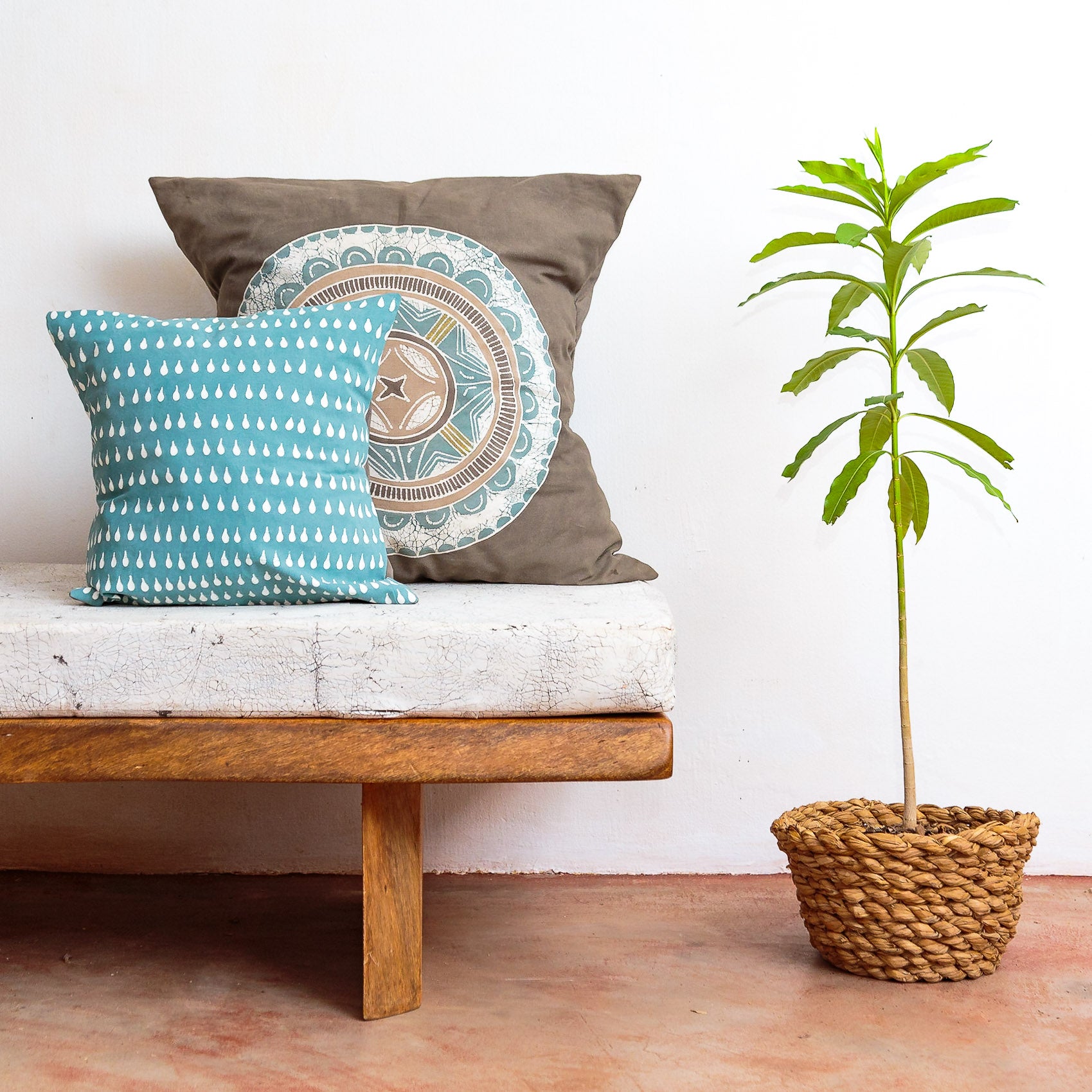 African Circles Teal Collection - Cushion Cover Grey