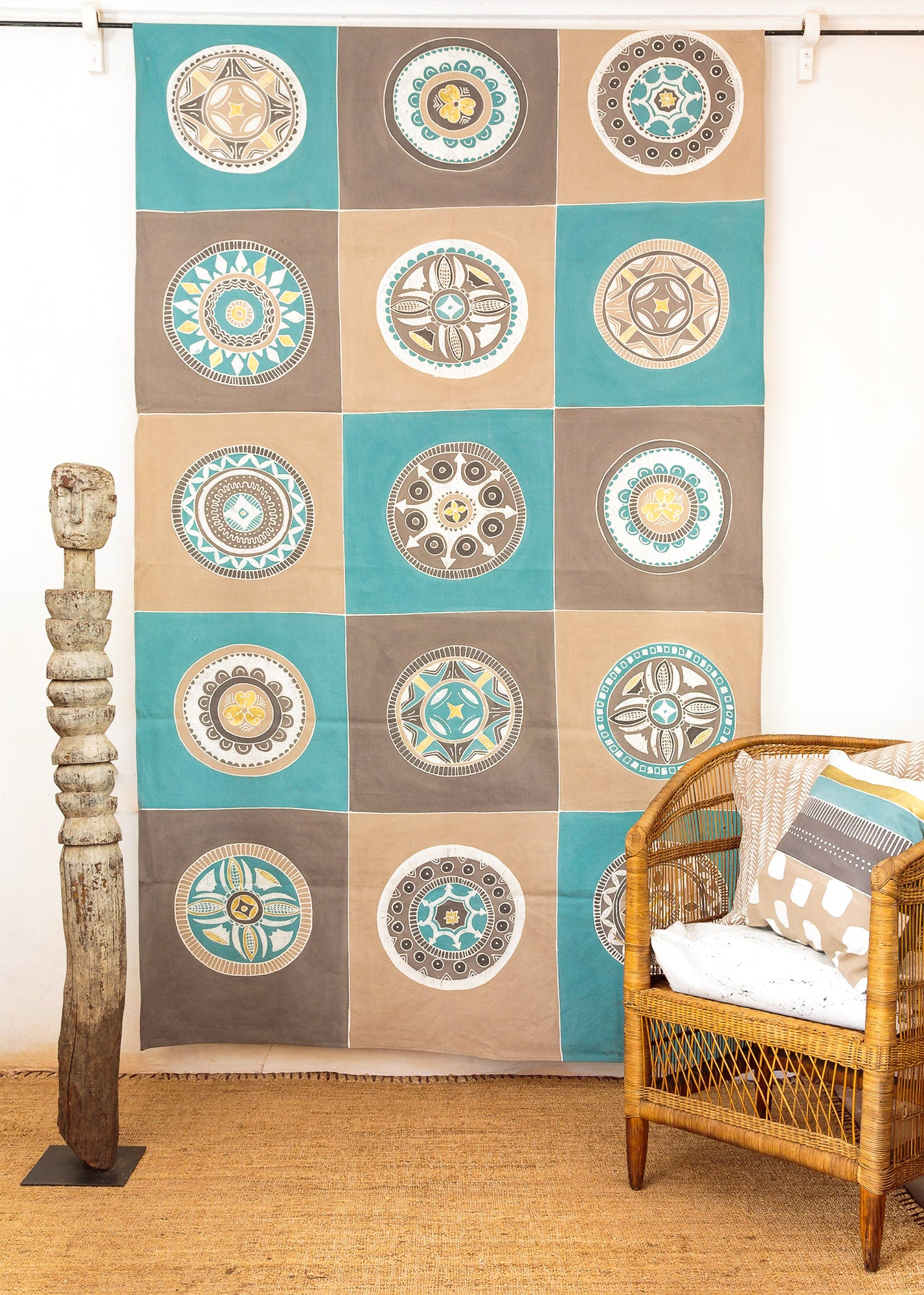African Circles Teal Collection Tablecloth