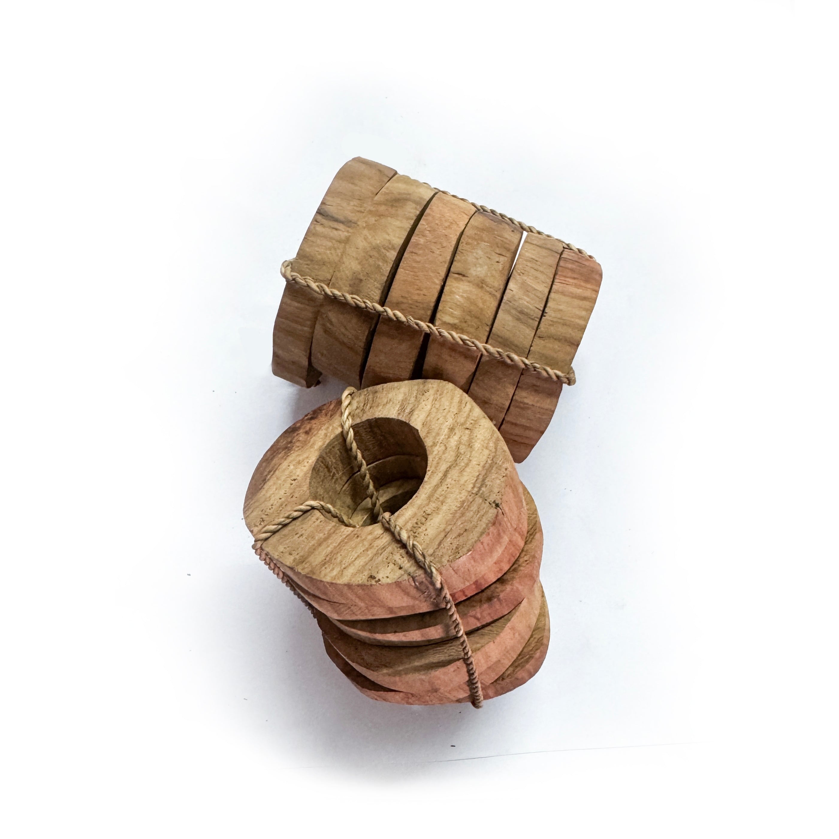 Wood Napkin Ring Set - Set of 6