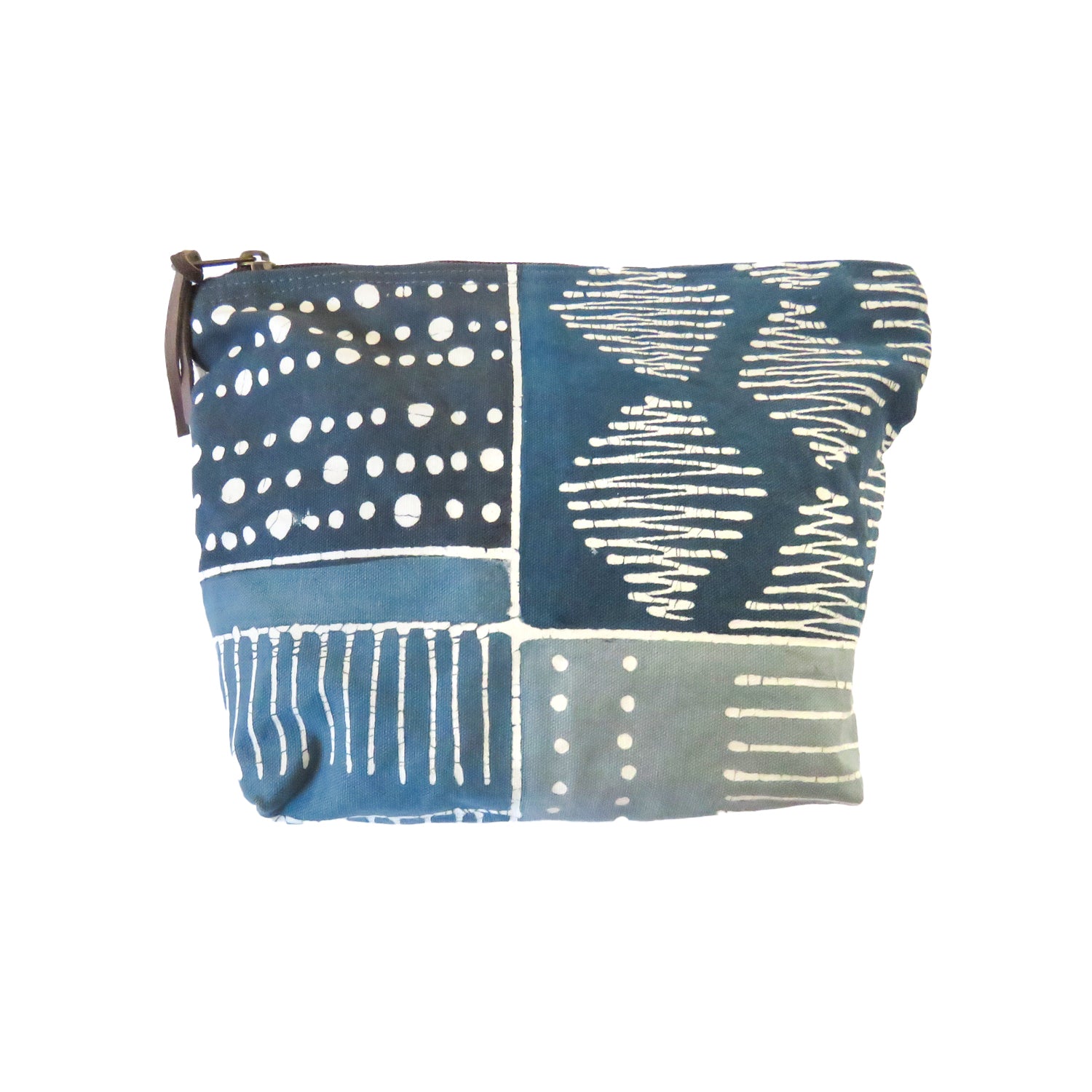 Blue patchwork handcrafted travel wash bag accessory 