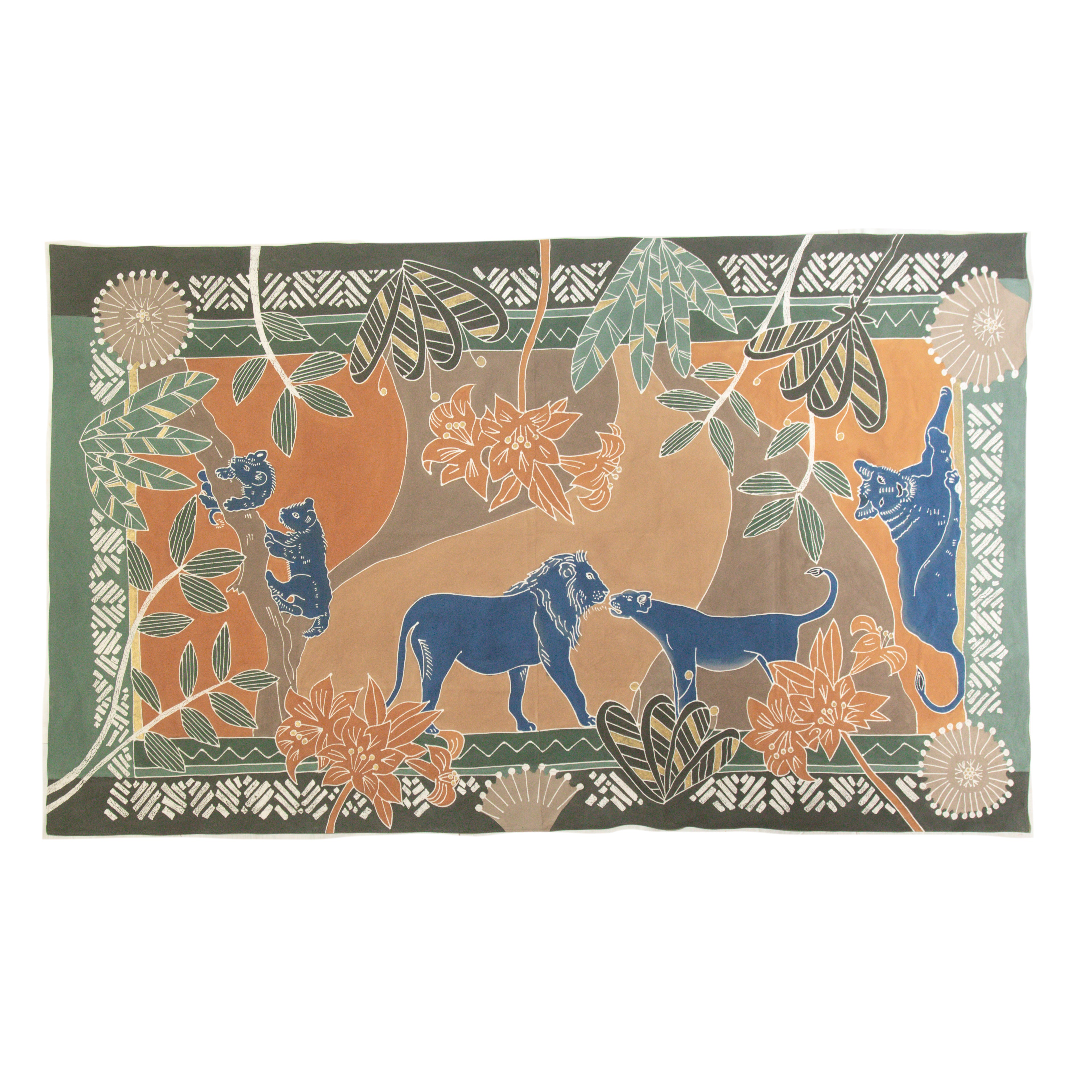 Lion Pride Tablecloth design in safari colours
