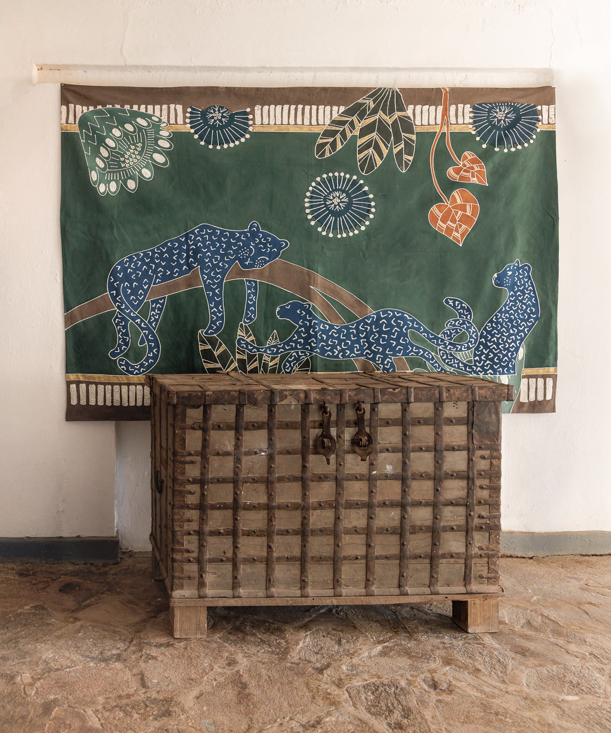 Decorative tapestry with leopard designs
