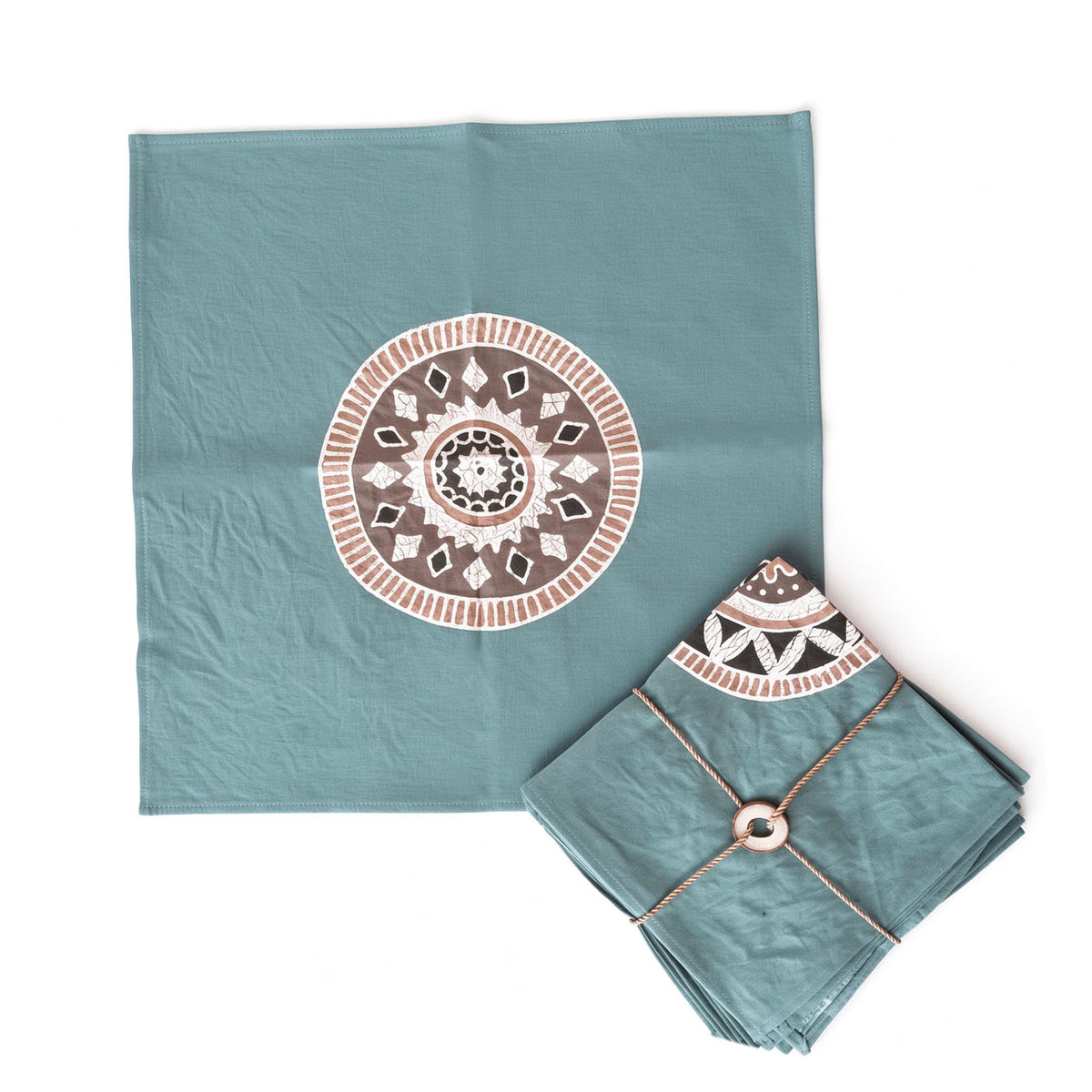 African Circles Teal Collection Napkin Set - Teal