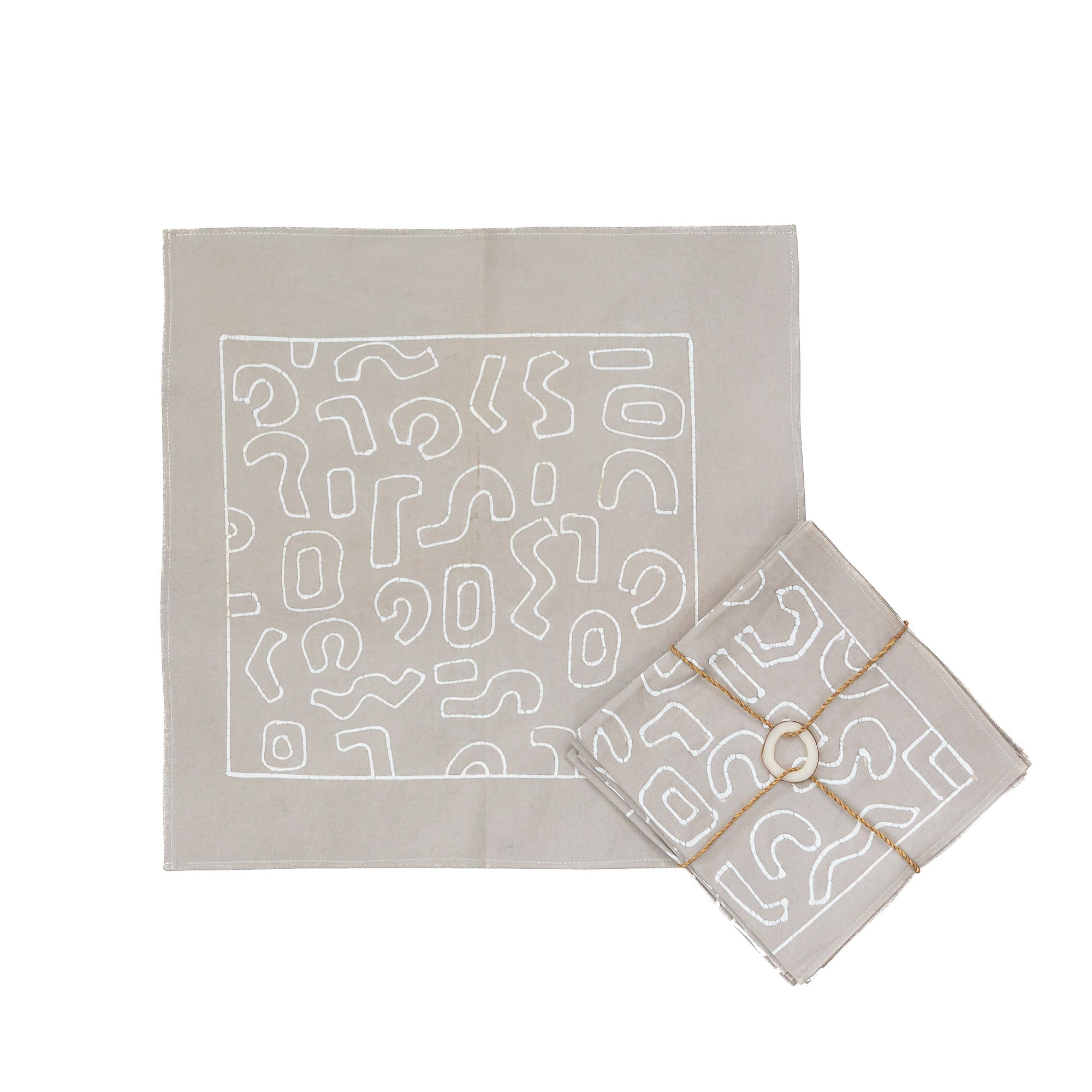 Kuba Original Light Taupe Outline Napkin Set