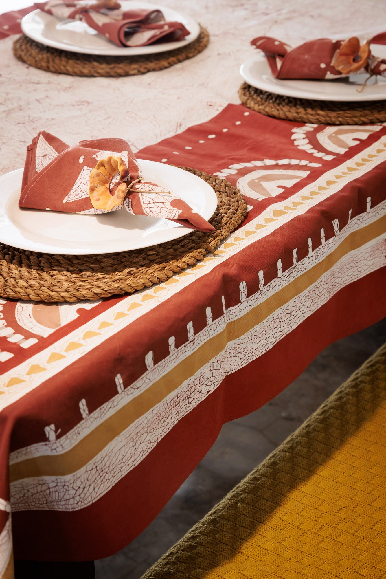 Atlas Tablecloth - The designer way to adding flare and bohemian style into your dining room. Shop Tribal Textiles today.
