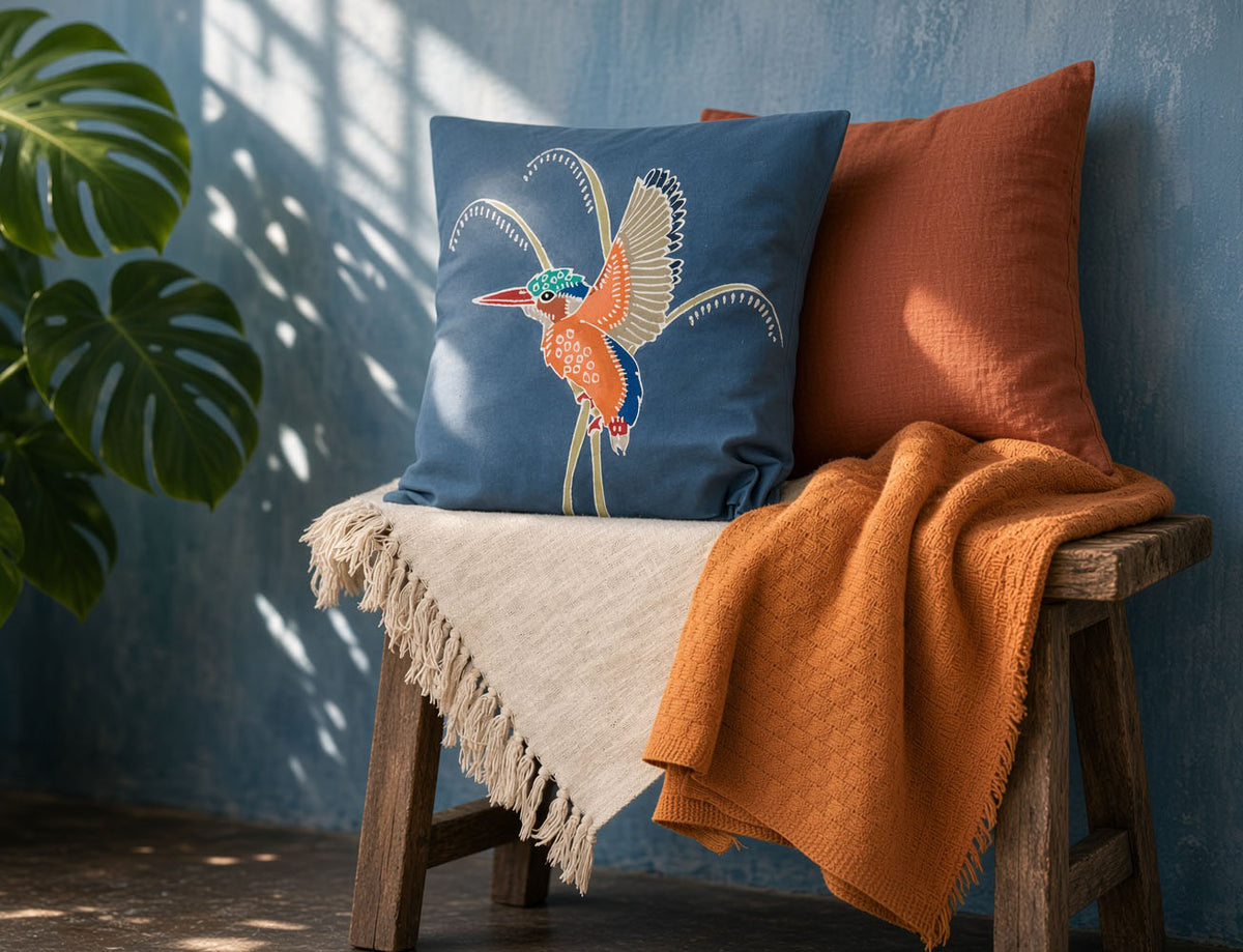 Papiko Malachite Kingfisher Cushion Cover