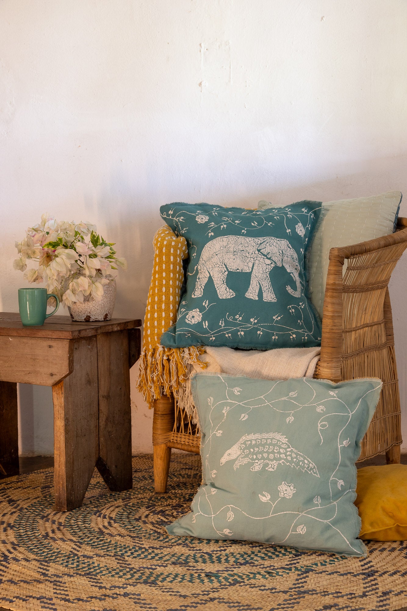 Zobisika Elephant Cushion Cover Malachite