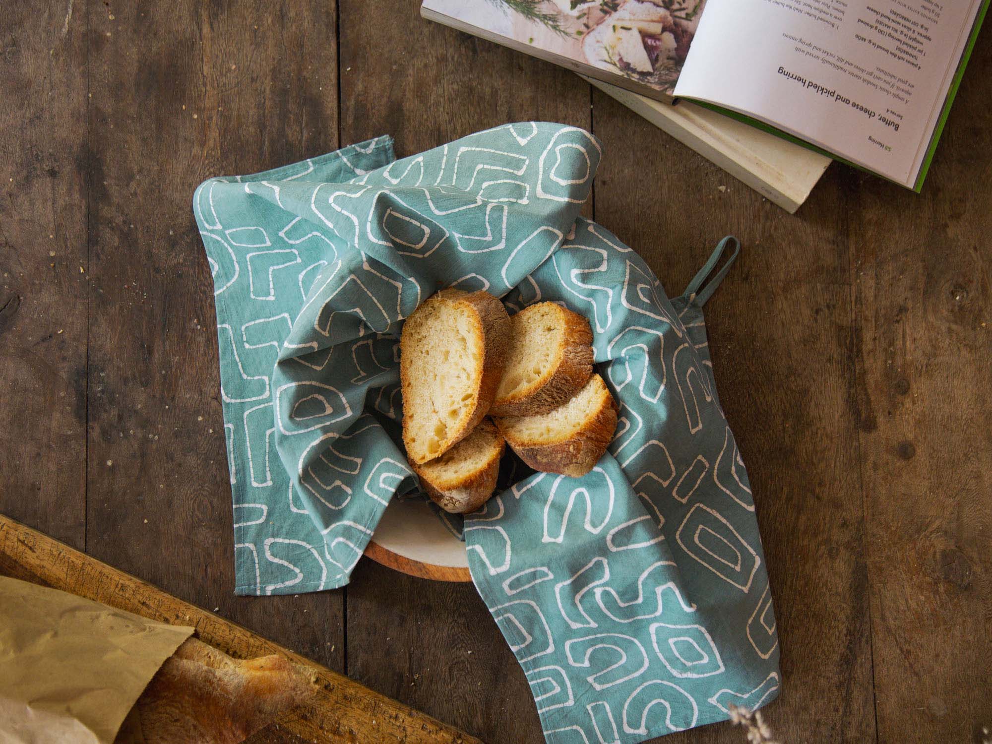 African made light blue tea towel, that is perfect for eco-conscious and earth homes.