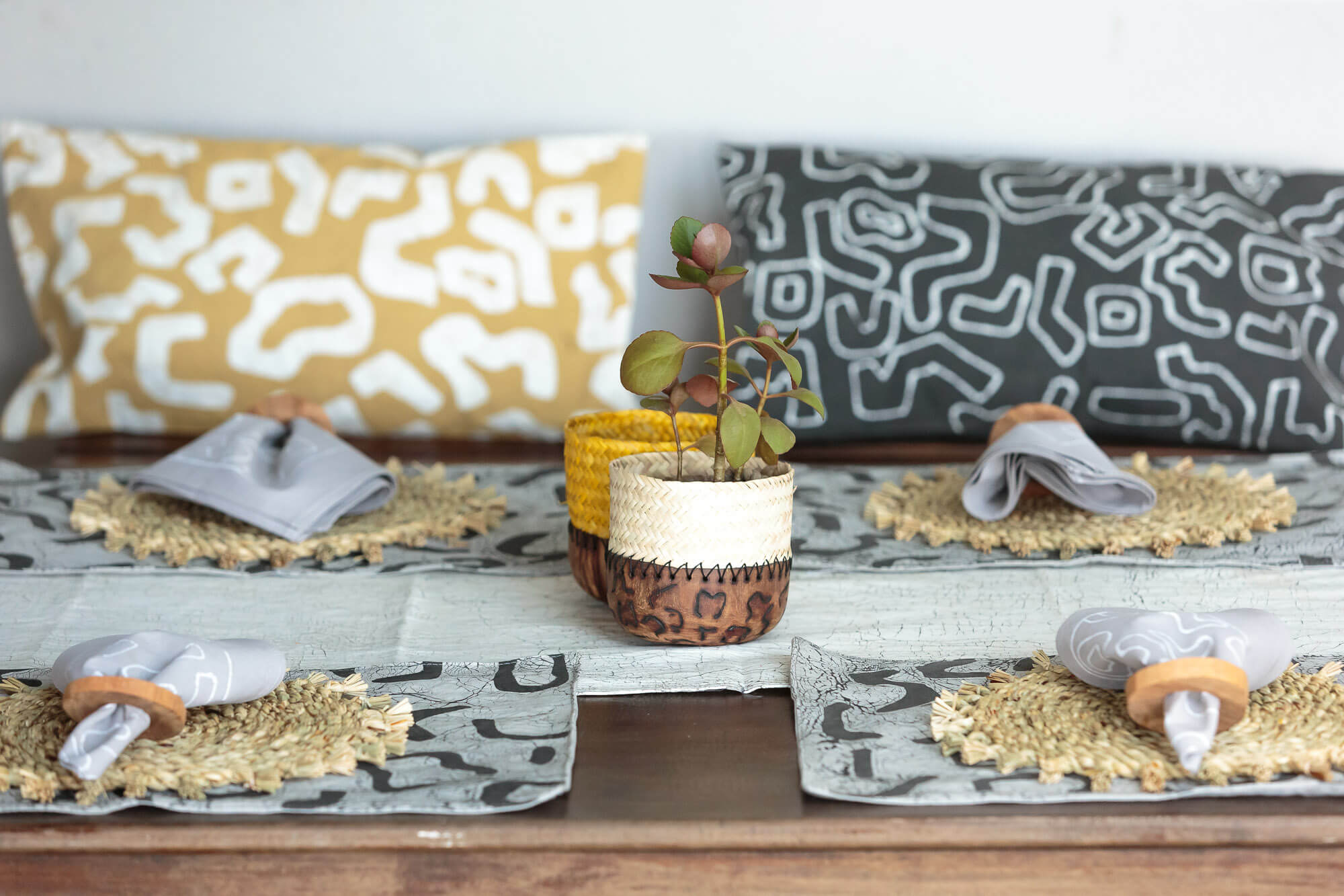 Dress your table in sustainable elegance with our light taupe napkins, made using a traditional Batik technique.