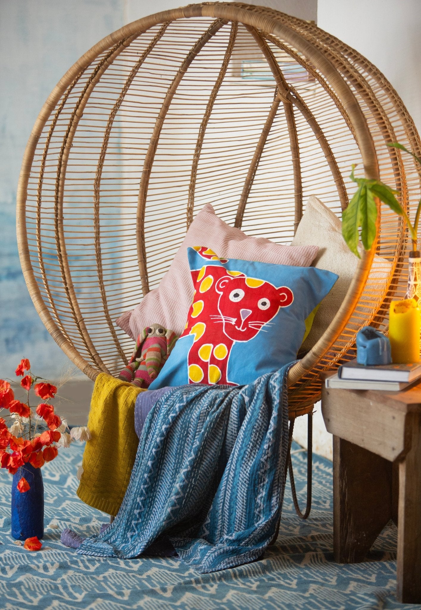 Safari Fun Leopard Cushion Cover - Handmade by TRIBAL TEXTILES - Handcrafted Home Decor Interiors - African Made