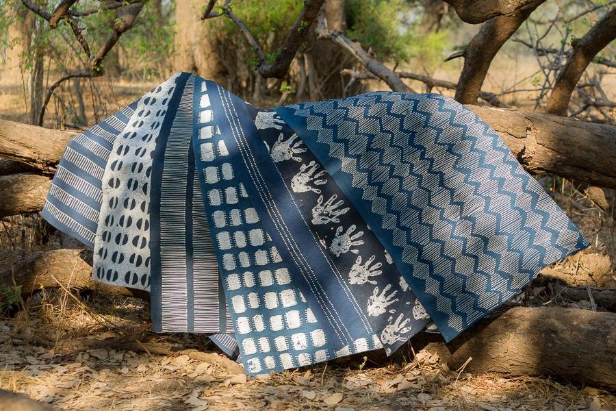 African made table runner in deep indigo, perfect for stylish and sustainable homes.