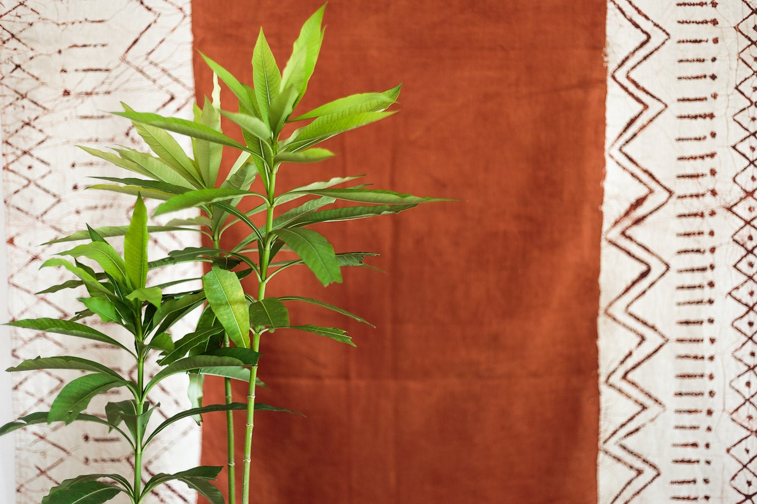 Handcrafted Rust Matika Linen tablecloth, handmade with organic cotton for a touch of natural beauty.