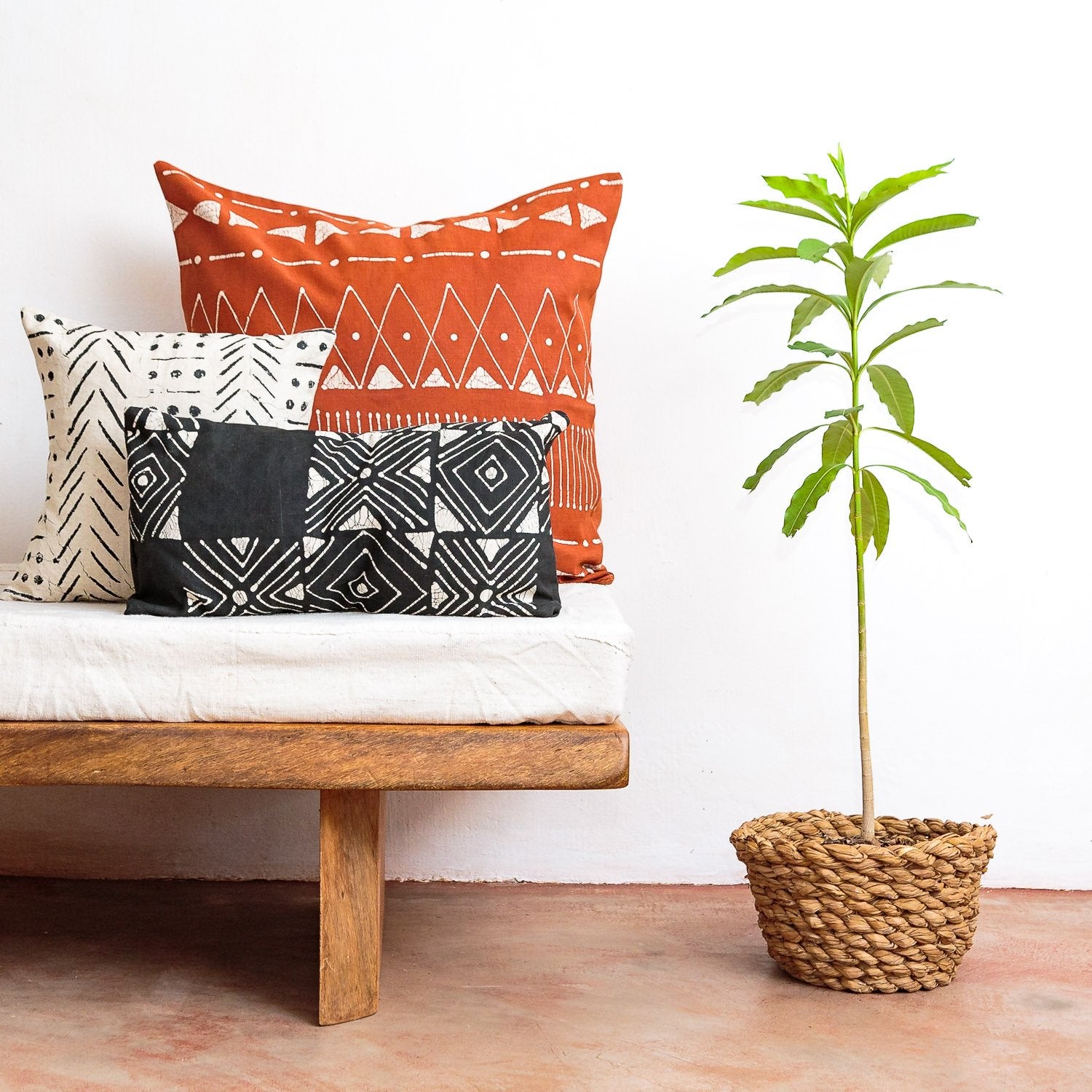Be bold with our deep rust red 100% cotton cushion covers.