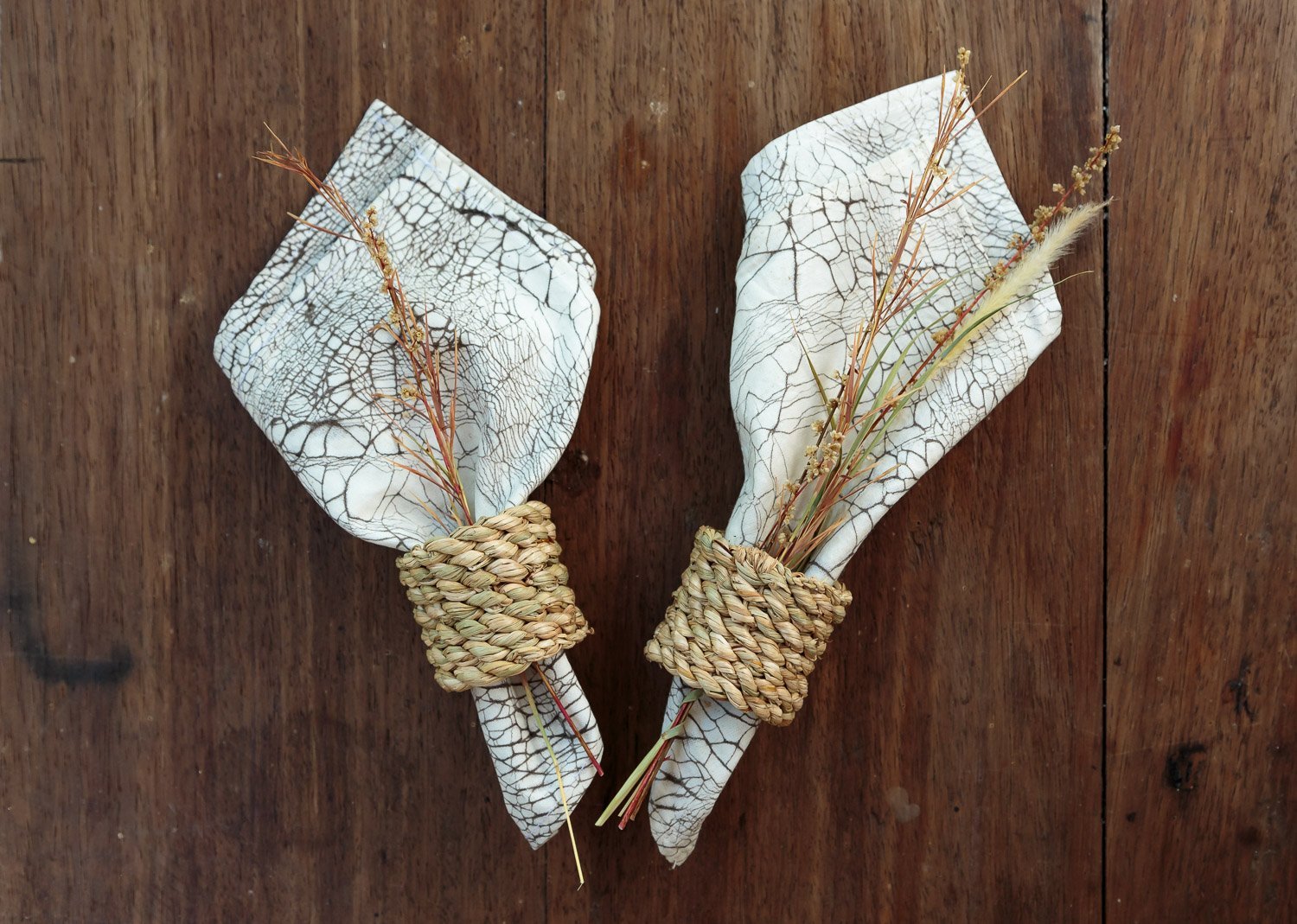 Woven Napkin Ring Set - woven by hand with locally sourced materials to achieve stylish sustainability.