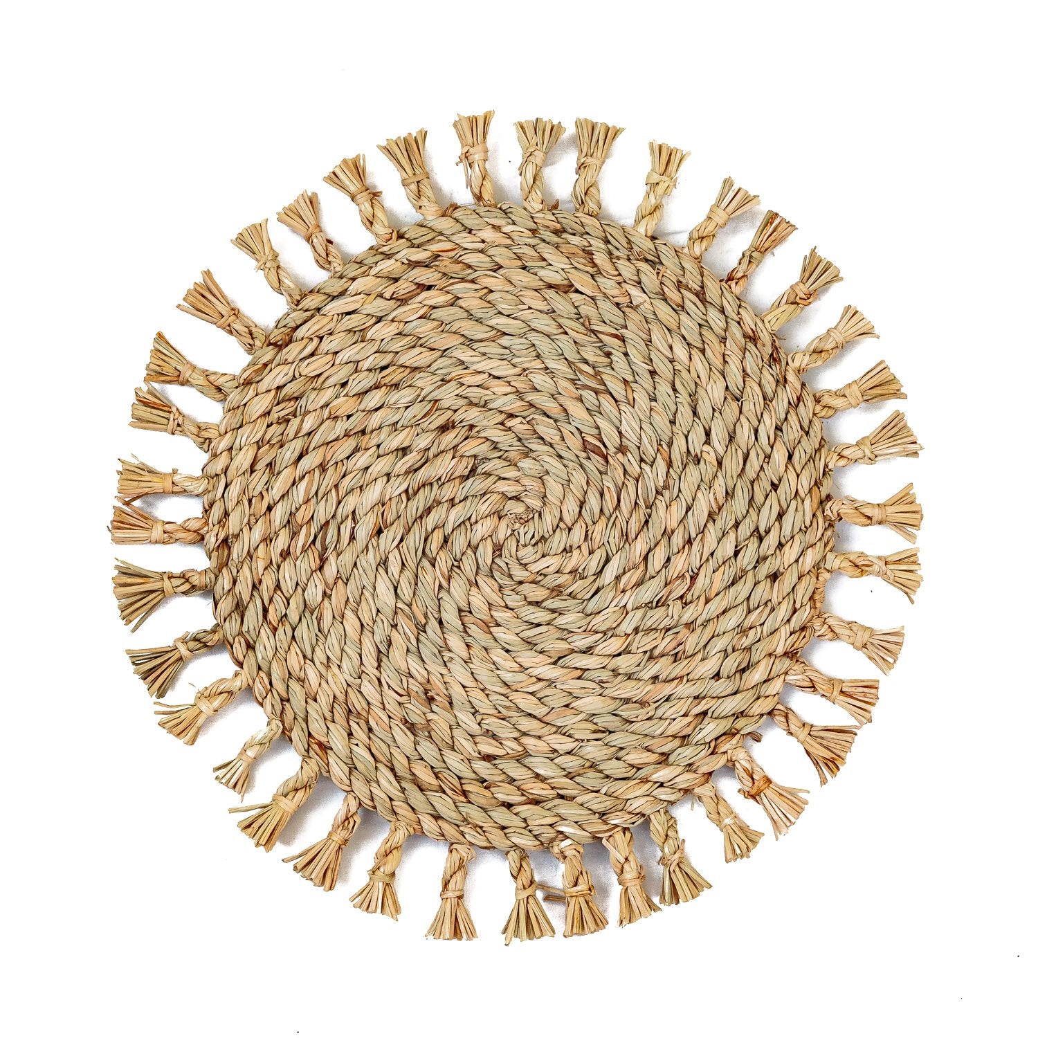 The perfect African made placemats adorned with beautiful fringes and made from fully sustainably local materials.
