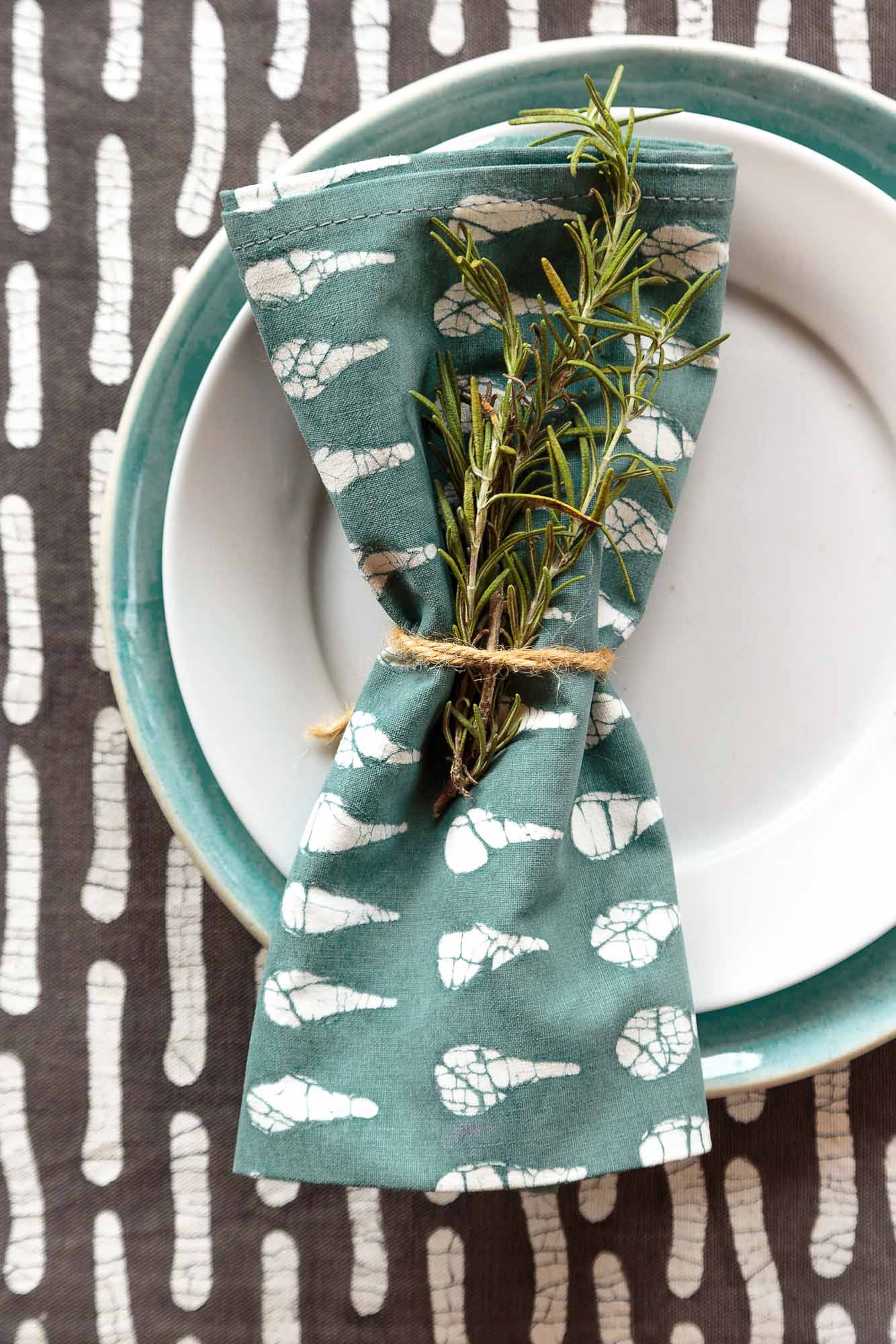 Boho Teal Drops Napkin Set - The intricate beauty of our teal napkins are to die for!