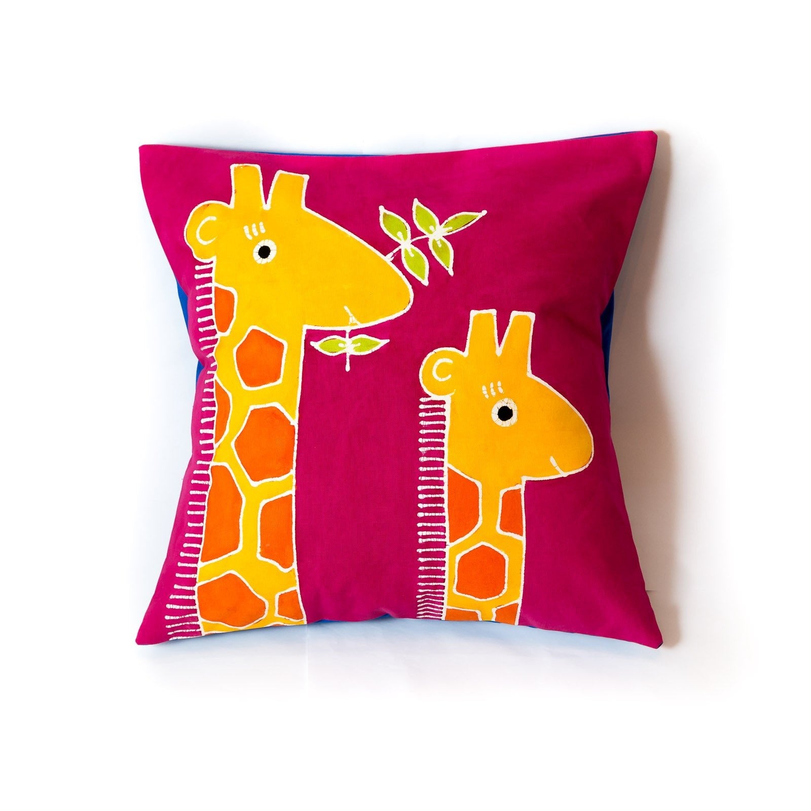 Bright fuscia/magenta giraffe cushion cover to bring fun and colour into your kid's world.