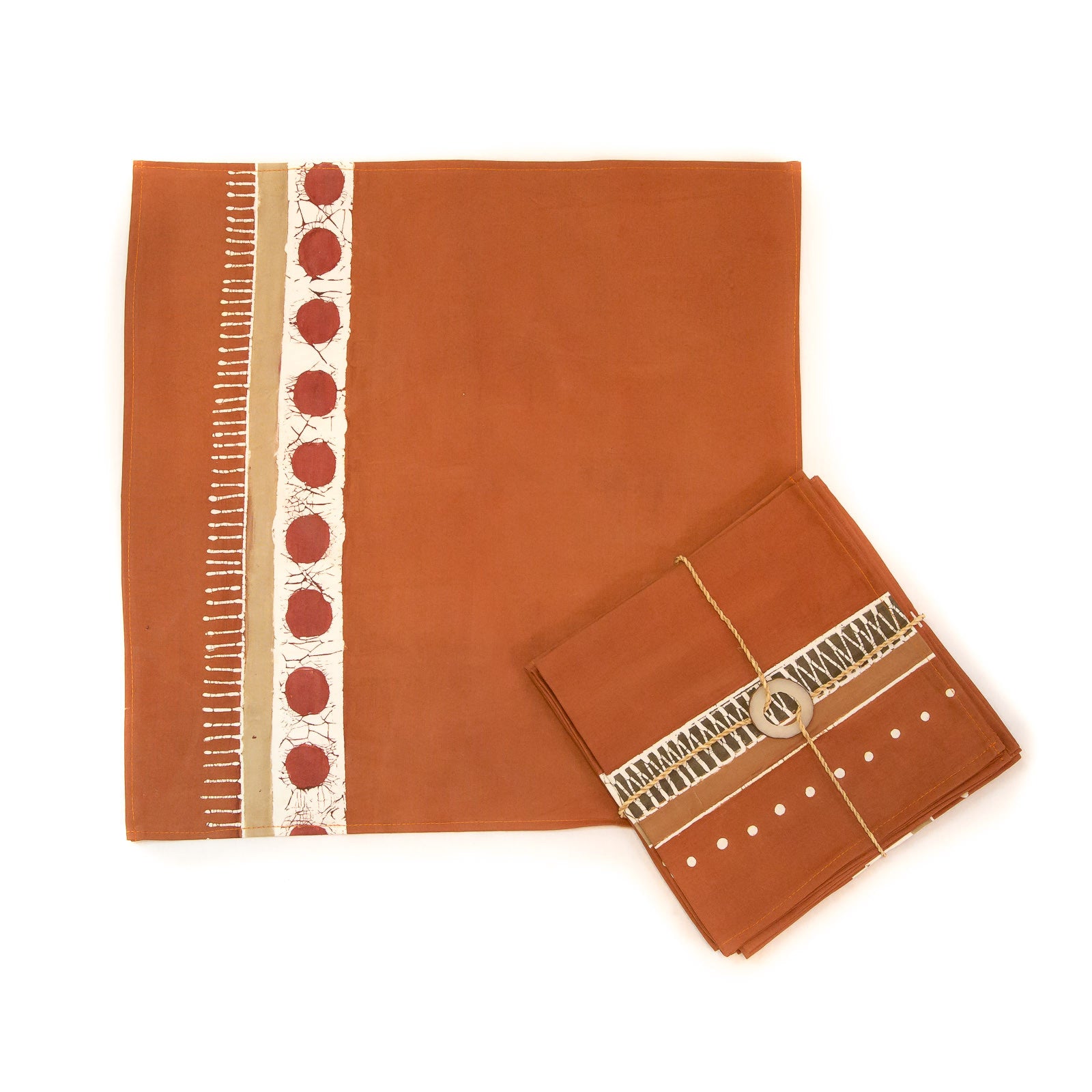 African-inspired red napkin set of 6, handcrafted.