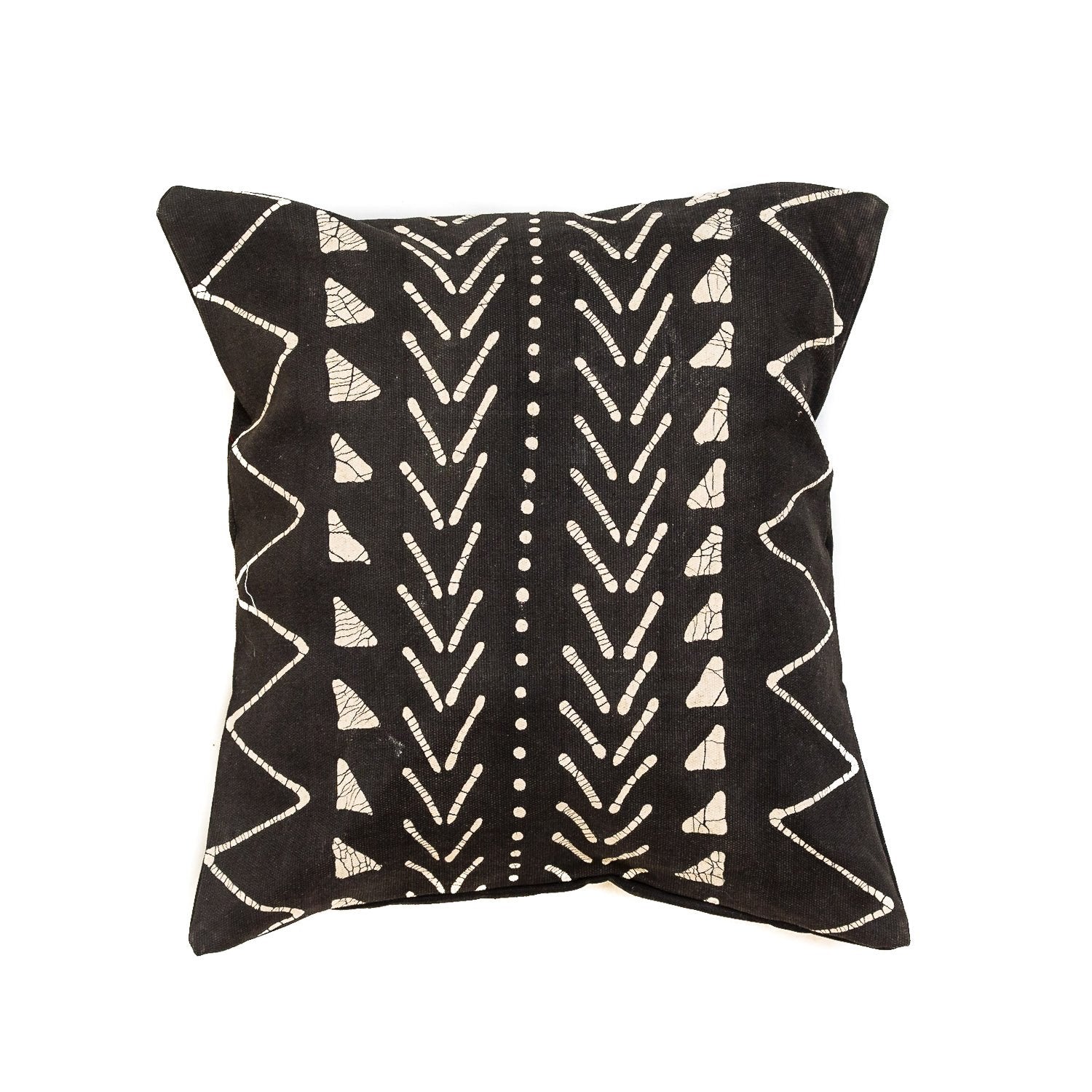 Black and white Mali mud cloth cushion throw pillow, handcrafted.