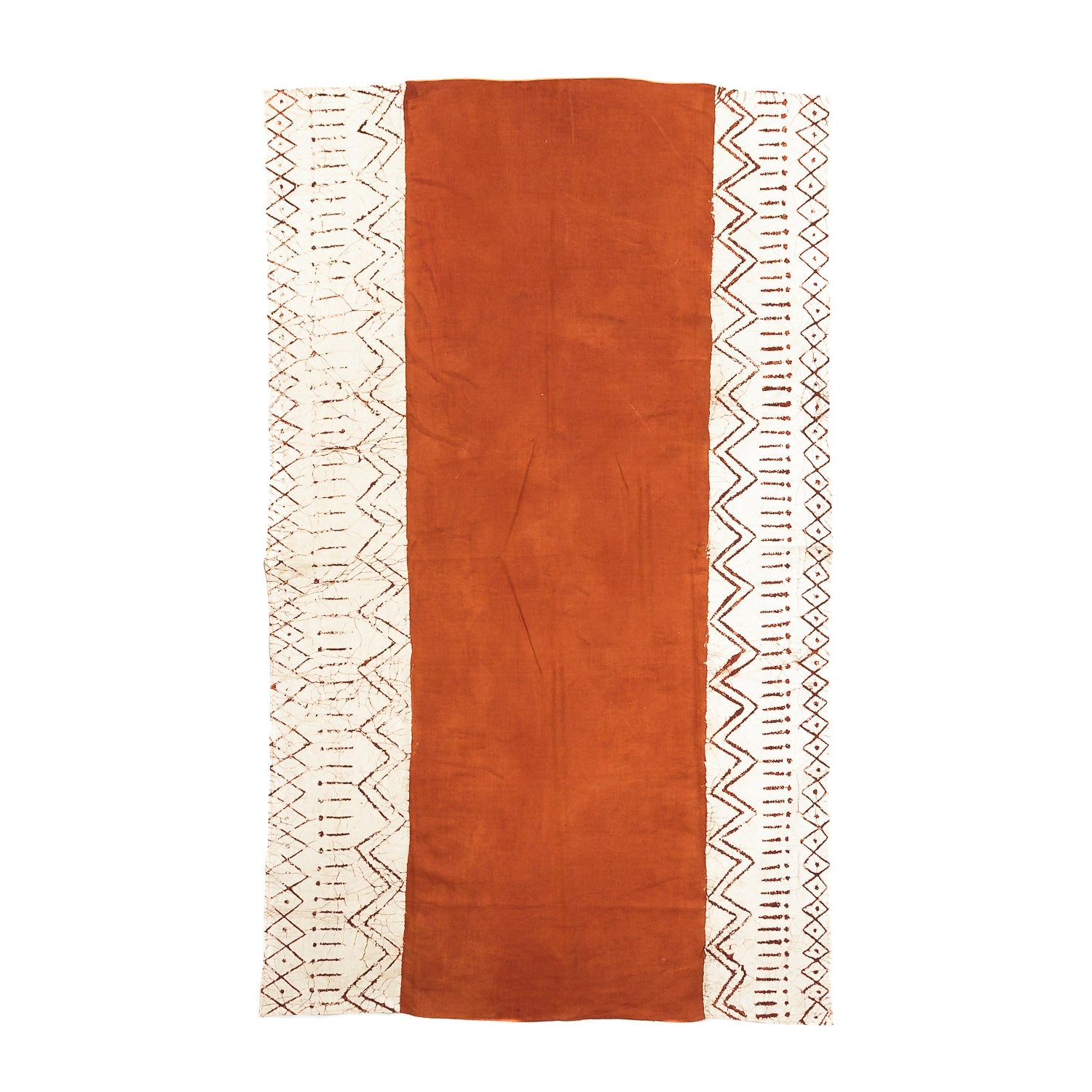 Handcrafted Matika Linen rust tablecloth, enhancing your dining experience with eco-friendly elegance.
