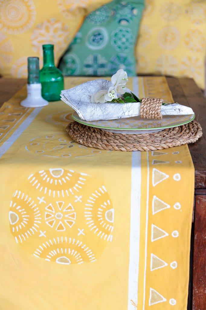 African made bright yellow table runner, made in an ethically certified workshop.